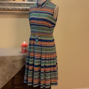 Calvin Klein Fit and Flare Stripped Midi Dress